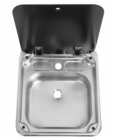 Раковина с крышкой GR-586B 445x400мм со смесителем и сливом